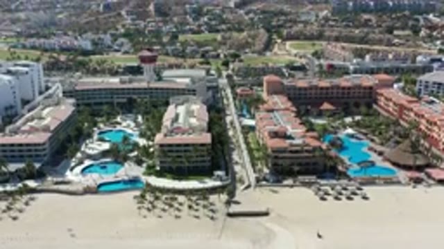 LOS CABOS MEXICO-2020: Panning Shot Of A Suburban Town With Resorts And Hotels