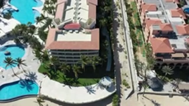 LOS CABOS MEXICO-2020: The View Of Multiple Resorts With The Swimming Pool At
