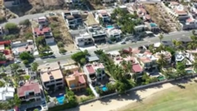 LOS CABOS MEXICO-2020: Aerial Footage Of Residential Area With Swimming Pools