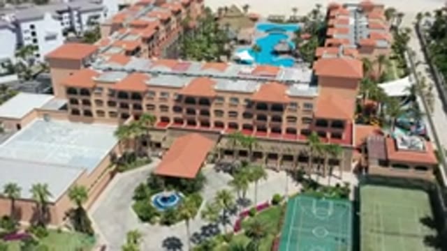 LOS CABOS MEXICO-2020: Fly Over View Of Vacationing In A Luxury Resort With A