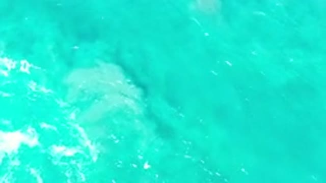 LOS CABOS MEXICO-2020: Overhead View Of Bright Blue Ocean Or Sea Waves Moving