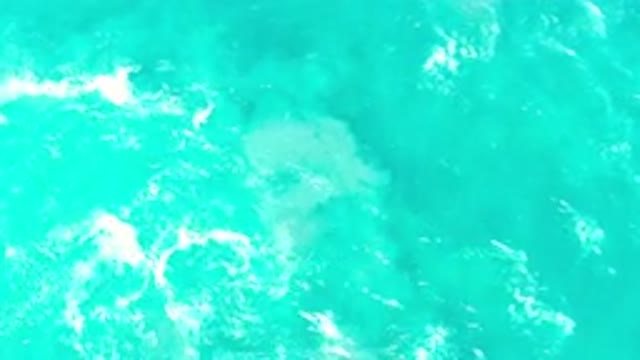 LOS CABOS MEXICO-2020: Overhead Shot Of A Vibrant Turbulent Tropical Ocean