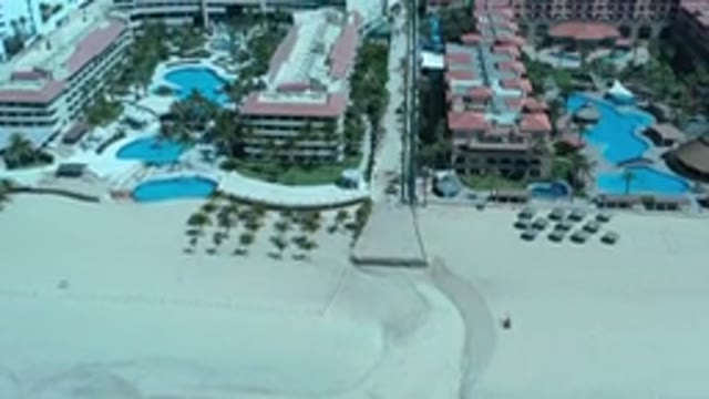 LOS CABOS MEXICO-2020: A Wide Sand Beach And Big Hotels With Beautiful Swimming