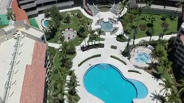 LOS CABOS MEXICO-2020: Aerial View of Large Hotel Grounds with Luxurious Variety Pools