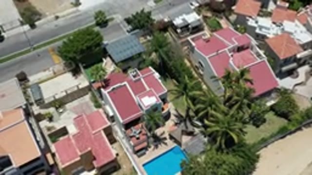 LOS CABOS MEXICO-2020: The Pleasant Top View Of Beach House With Swimming Pool