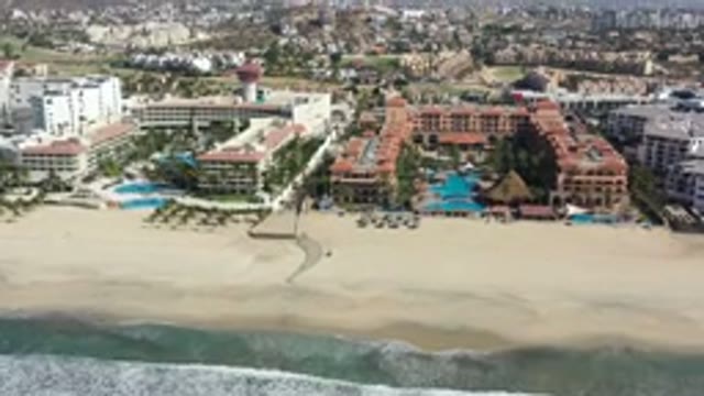 LOS CABOS MEXICO-2020: Bird's Eye View Of Beachside Buildings Within Yards Of