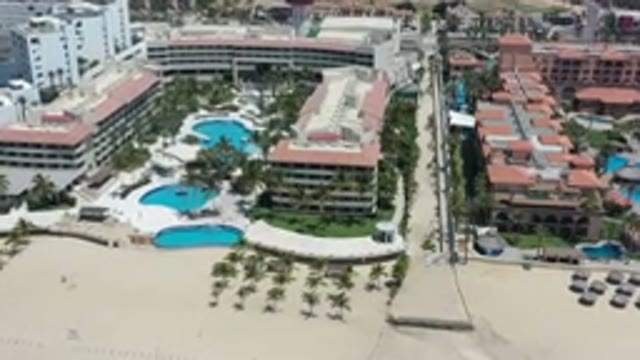 LOS CABOS MEXICO-2020: Drone Showing Footage Of Buildings Next To The Beach With
