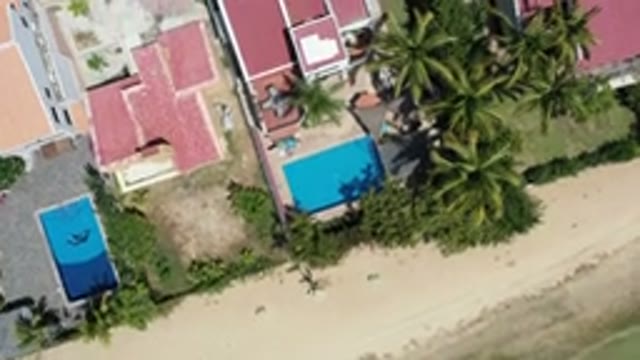 LOS CABOS MEXICO-2020: Aerial Beach View With Palm Tree And Houses With