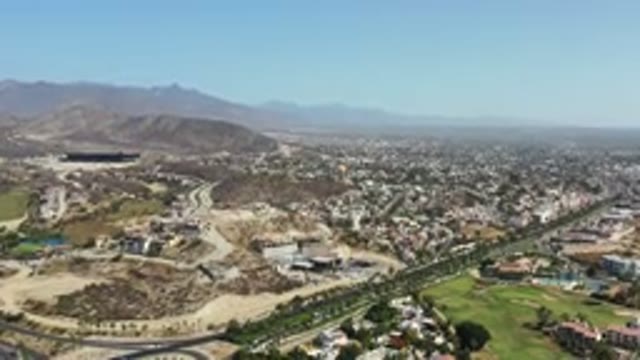 LOS CABOS MEXICO-2020: Side Top View Of A Beautiful Landscaped Town With Roads