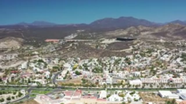 LOS CABOS MEXICO-2020: Aerial View of Houses and Cars in a Modern Neighborhood