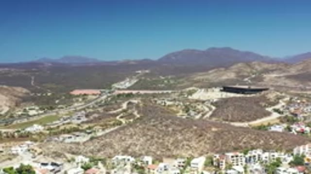 LOS CABOS MEXICO-2020: Aerial Footage Of A Desert Landscape With Some Shrubbery