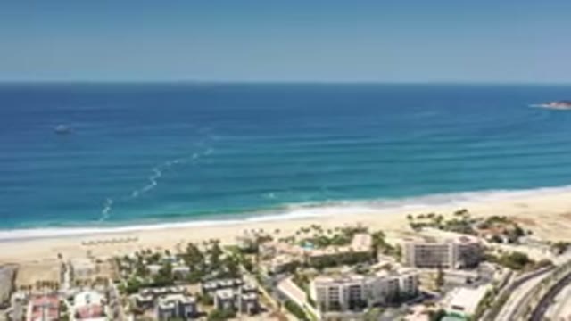 LOS CABOS MEXICO-2020: Aerial View Of Houses Buildings A Beach And A Sea On A