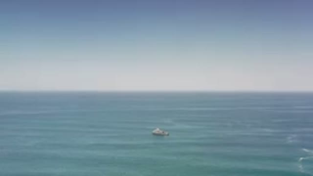 LOS CABOS MEXICO-2020: Awesome Gray Ship Sits In The Middle Of Green Sea With