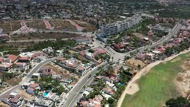 LOS CABOS MEXICO-2020: Long Shot of Buildings and Trees in a Wide View