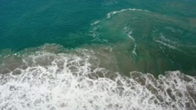 LOS CABOS MEXICO-2020: Beautiful Green Water Beach With Waves Seen From Above