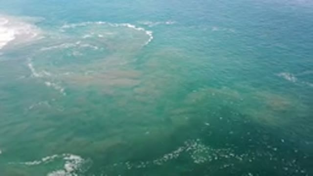 LOS CABOS MEXICO-2020: Overhead View Of Turquoise Ocean Waves In The Tropics