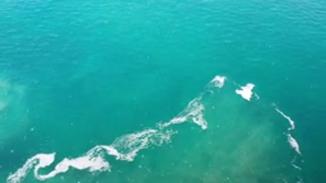 LOS CABOS MEXICO-2020: Rippling Waves On Green Ocean Water With Some Foaming