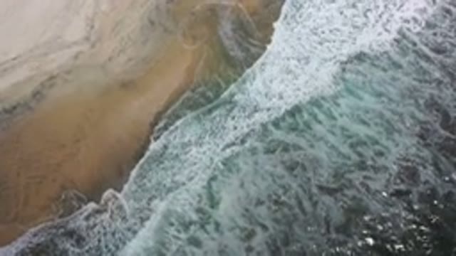 LOS CABOS MEXICO-2020: Scene of a Sea With White Waves on a Sunny Day