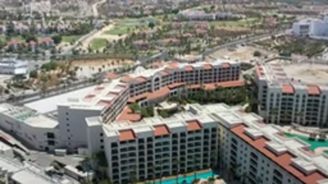LOS CABOS MEXICO-2020: Helicopter View Of The Building You Can See The Pools And