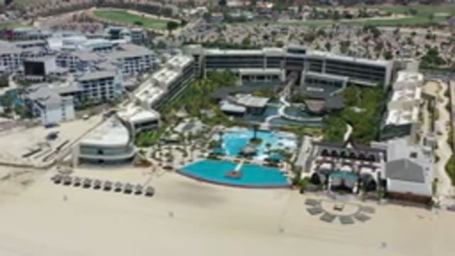 LOS CABOS MEXICO-2020: Aerial Sky View Of Beautiful Resort Cascading Along The
