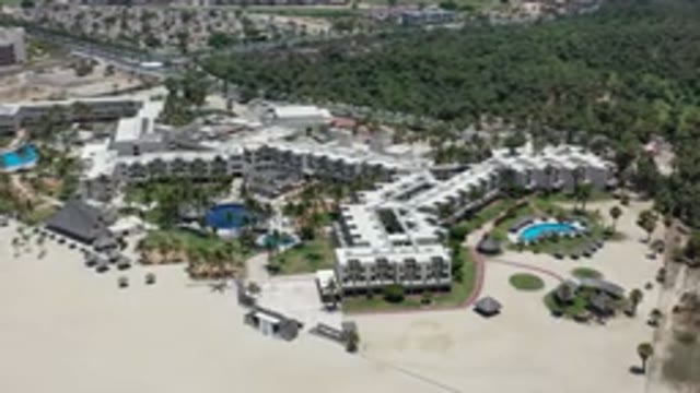 LOS CABOS MEXICO-2020: Bird's Eye View Of Large Beach Resort Surrounded By Pools