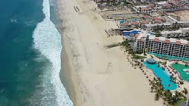 LOS CABOS MEXICO-2020: Beautiful Overhead View Of Beach Landscape With Waves