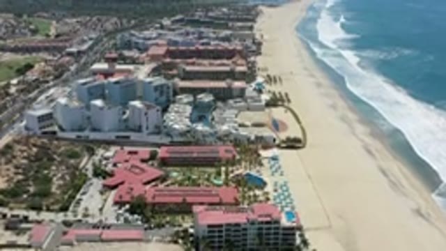 LOS CABOS MEXICO-2020: A Beachfront Property With Deep Blue Ocean And White Waves