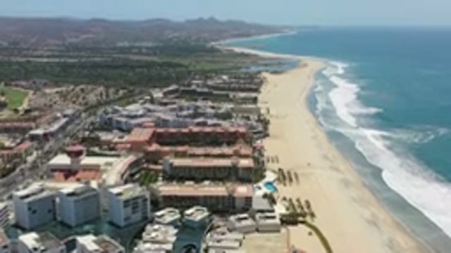 LOS CABOS MEXICO-2020: Panoramic View Of Beach Side Showing How Sea Meets The Coast