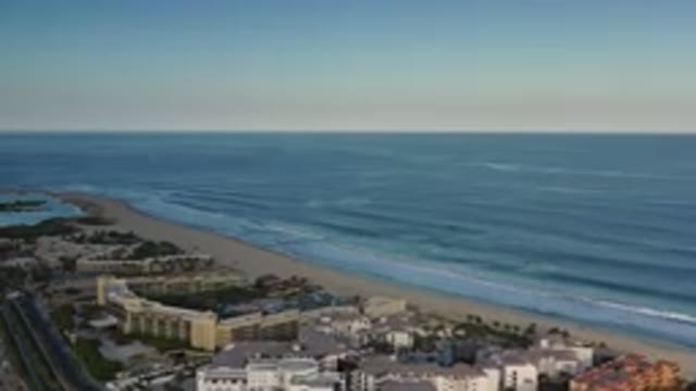 LOS CABOS MEXICO-2020: Aerial View Of Buildings And Street By The Ocean Shore