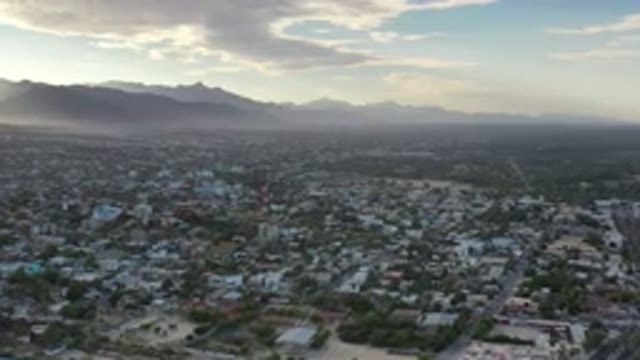 LOS CABOS MEXICO-2020: Aerial Shot Of A Suburban Residential Area Near A