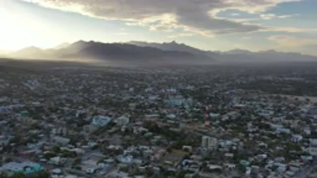 LOS CABOS MEXICO-2020: Drone Captures Footage Over Top Large Town