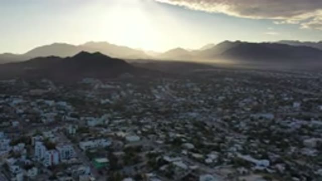 LOS CABOS MEXICO-2020: Sunrise As It Comes Up And Over The Mountains