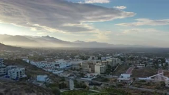 LOS CABOS MEXICO-2020: Aerial Drone Footage of City Cape at Sunrise with Clouds