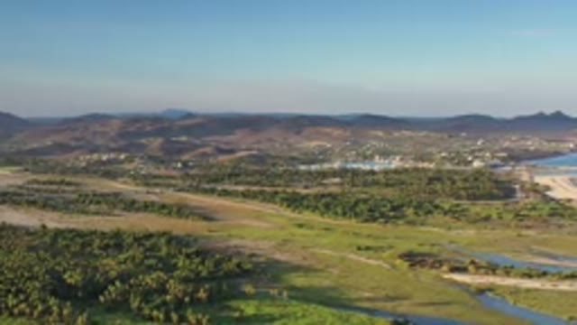 LOS CABOS MEXICO-2020: Green Grassland With A Green Forest Surrounded By A