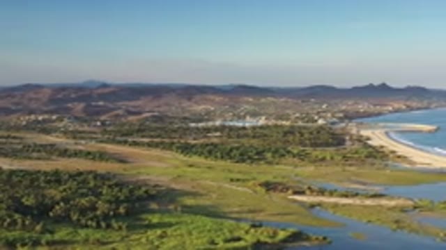 LOS CABOS MEXICO-2020: Beautiful Panorama Video Of Coastline And Open Water With Mountains