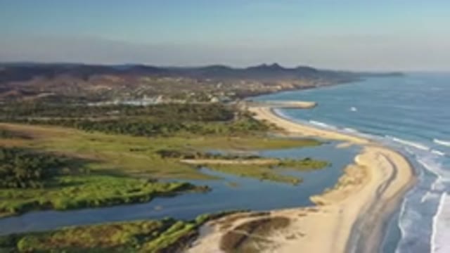 LOS CABOS MEXICO-2020: Aerial View Of Ocean Waves Coastal Beaches And Towns With