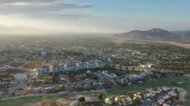 LOS CABOS MEXICO-2020: Camera Films A Small Town From Above In A Beautiful Day