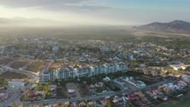 LOS CABOS MEXICO-2020: Topside View Of A Big City With Scattered Buildings And
