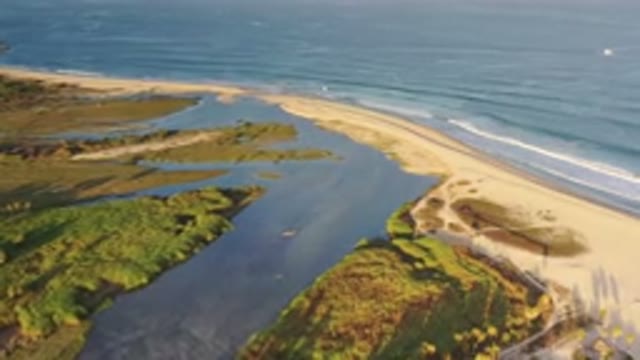 LOS CABOS MEXICO-2020: Calm And Lush Estuary With Rolling Waves And White Sands