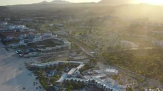 LOS CABOS MEXICO-2020: Far Top View Of A Big City Near To A Beach