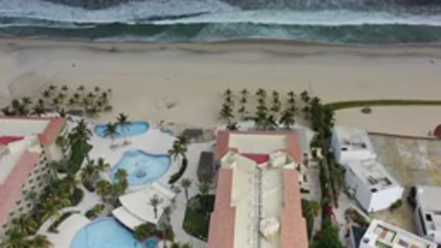 LOS CABOS MEXICO-2020: Footage Of A City With Buildings And Their Swimming Pools