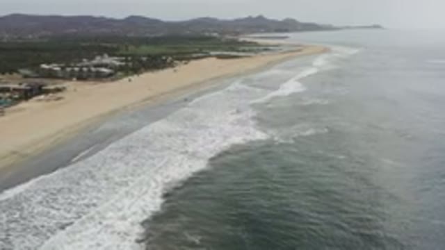 LOS CABOS MEXICO-2020: Aerial View Of Beach - Flyby Of Oceanfront Property And Mountains