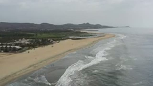 LOS CABOS MEXICO-2020: Water Waves Touching The Sand With Slow Motion