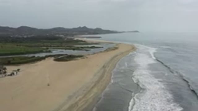 LOS CABOS MEXICO-2020: Overview Of A Beach Front With The Ocean Waves Crashing