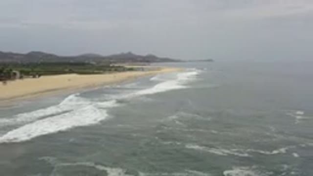 LOS CABOS MEXICO-2020: Gray Sea With Hills And Perfect Surfing Conditions As