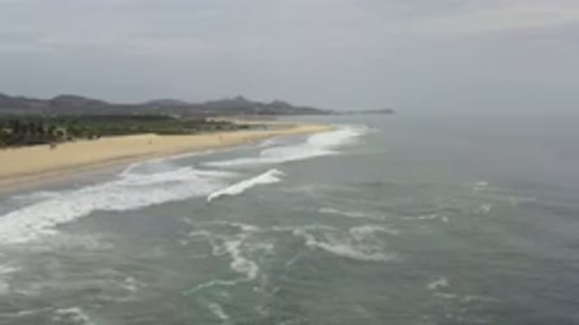 LOS CABOS MEXICO-2020: The Large View Of Beach Near Mountain And Green Place