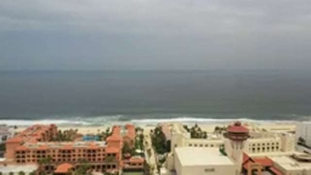 LOS CABOS MEXICO-2020: View Of Ocean And Beach With Buildings And Streets With