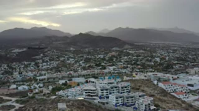 LOS CABOS MEXICO-2020: Drone Video Of Well-Developed Urban Cityscape Surrounded