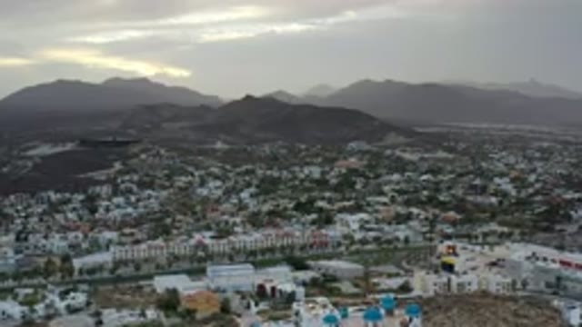 LOS CABOS MEXICO-2020: Closing Sky View Of A City Picturing Its Mountains