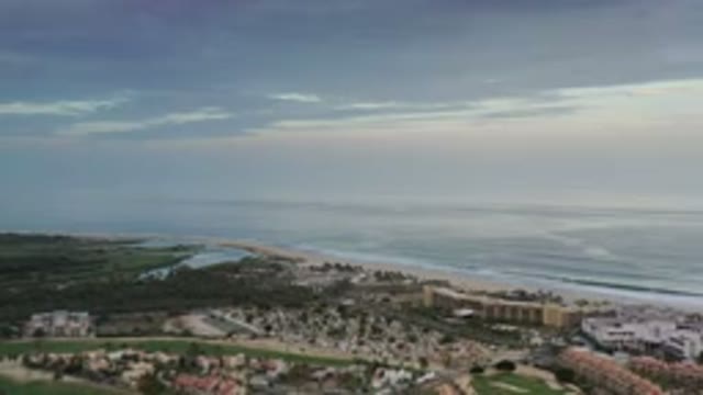 LOS CABOS MEXICO-2020: Overhead View Of Tourist Resort Area With Beachfront